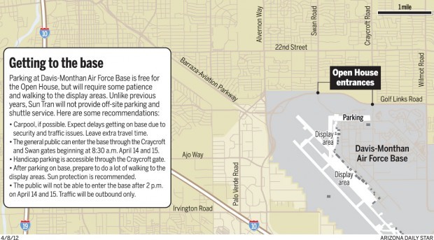 Getting to Davis-Monthan Air Force Base for the 2012 "Thunder & Lightning over Arizona" open house